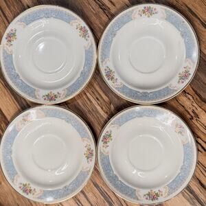 1939 Edwin Knowles-Blue Dawn Collection, Semi-Vitreous, Saucers, 6”, Set of 4